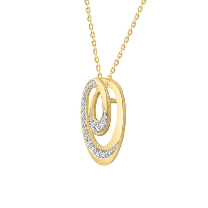 LADIES PENDANT WITH CHAIN 0.16CT ROUND DIAMOND 14K YELLOW GOLD - Image 2