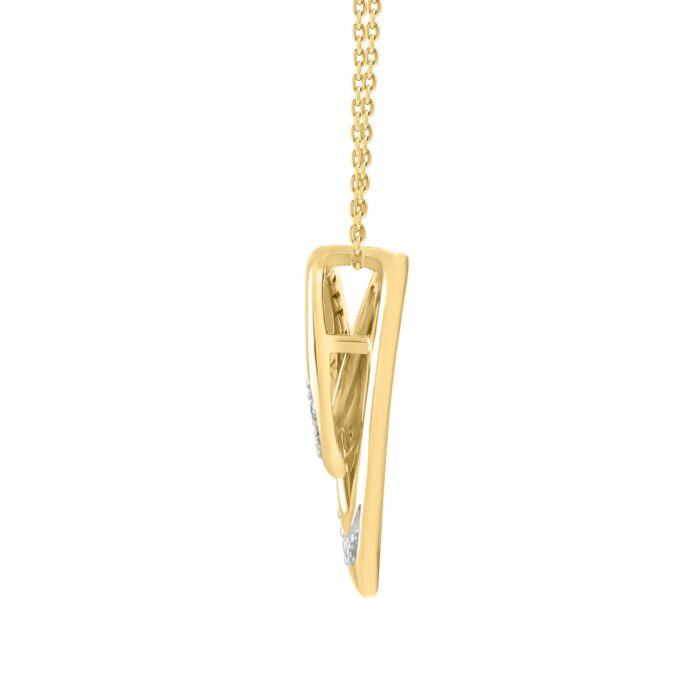 LADIES PENDANT WITH CHAIN 0.16CT ROUND DIAMOND 14K YELLOW GOLD - Image 3