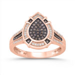 LADIES RING 0.30CT DARK BROWN/ROUND DIAMOND 14K ROSE GOLD