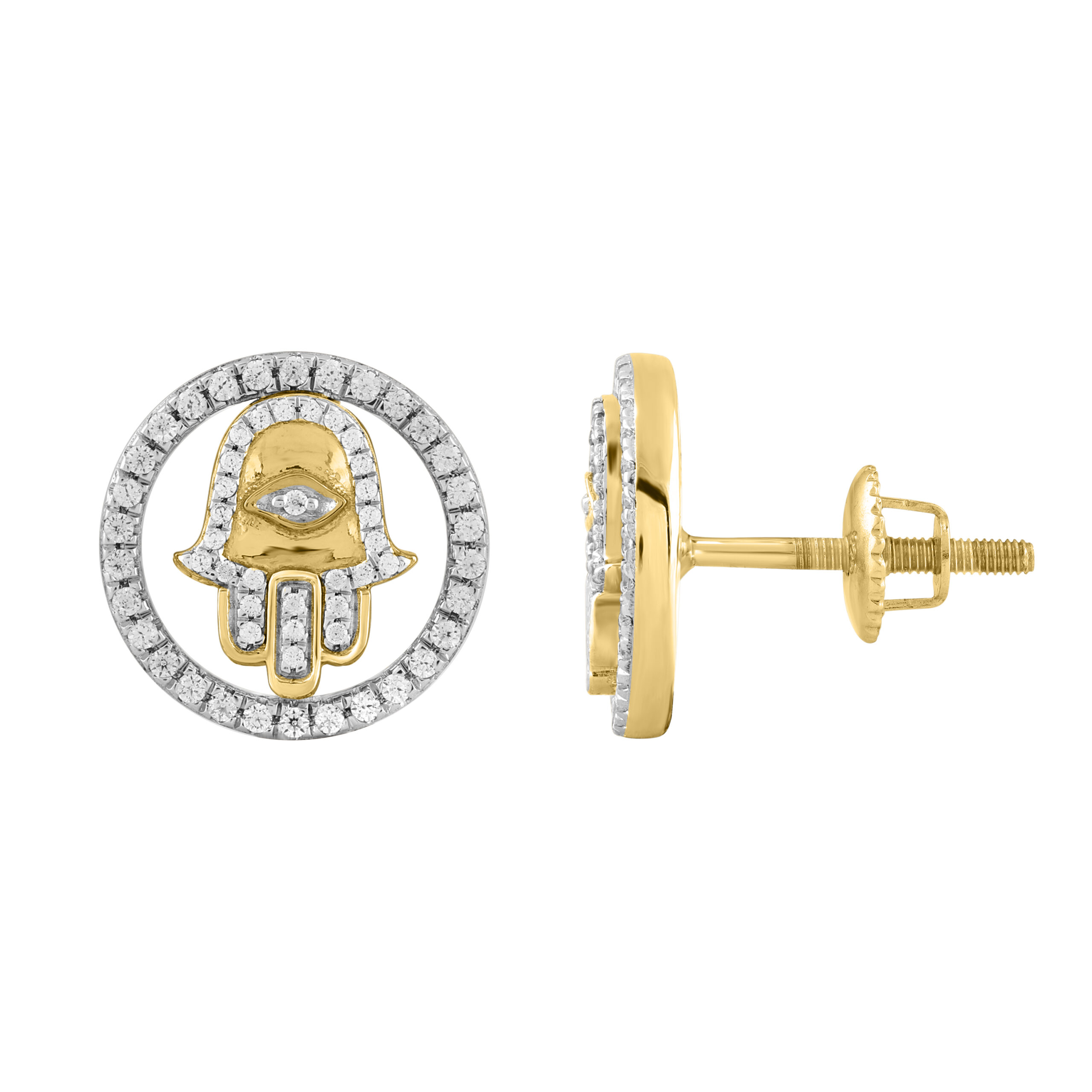 LADIES EARRINGS 0.25CT ROUND DIAMOND 14K YELLOW GOLD 1 LADIES EARRINGS 0.25CT ROUND DIAMOND 14K YELLOW GOLD - Image 1