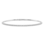 LADIES HALF FLEXIBLE BANGLE 1.00CT ROUND/RUBY DIAMOND 14K WHITE GOLD