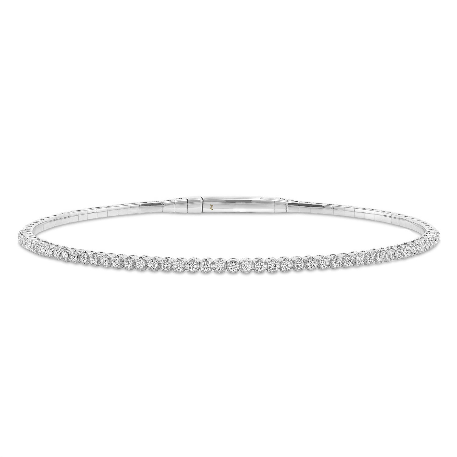 LADIES HALF FLEXIBLE BANGLE 1.00CT ROUND/RUBY DIAMOND 14K WHITE GOLD 1 LADIES HALF FLEXIBLE BANGLE 1.00CT ROUND/RUBY DIAMOND 14K WHITE GOLD - Image 1