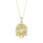 LADIES PENDANT WITH CHAIN 0.25CT ROUND DIAMOND 14K YELLOW GOLD