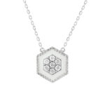 LADIES PENDANT WITH CHAIN 0.25CT ROUND DIAMOND 14K WHITE GOLD