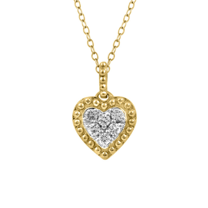 LADIES PENDANT WITH CHAIN 0.10CT ROUND DIAMOND 14K YELLOW GOLD - Image 1