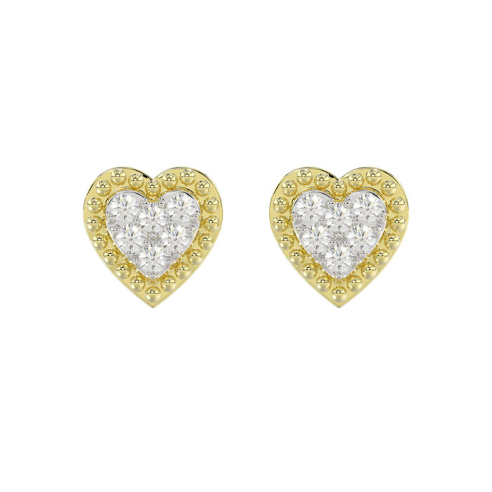 LADIES EARRINGS 0.20CT ROUND DIAMOND 14K YELLOW GOLD - Image 1
