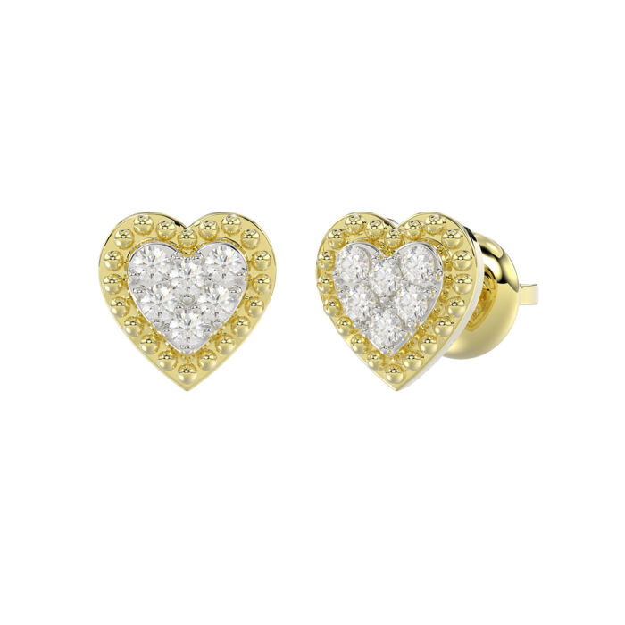 LADIES EARRINGS 0.20CT ROUND DIAMOND 14K YELLOW GOLD - Image 3