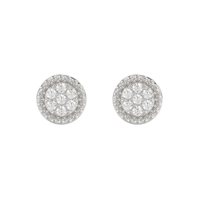 LADIES EARRINGS 0.20CT ROUND DIAMOND 14K WHITE GOLD - Image 1