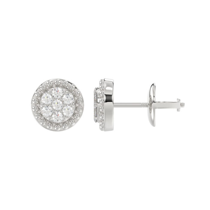 LADIES EARRINGS 0.20CT ROUND DIAMOND 14K WHITE GOLD - Image 2