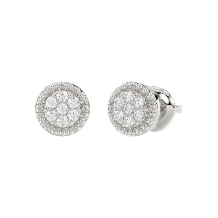 LADIES EARRINGS 0.20CT ROUND DIAMOND 14K WHITE GOLD - Image 3
