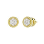 LADIES EARRINGS 0.20CT ROUND DIAMOND 14K YELLOW GOLD - Image 2