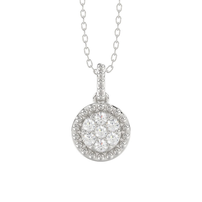 LADIES PENDANT WITH CHAIN 0.10CT ROUND DIAMOND 14K WHITE GOLD - Image 1