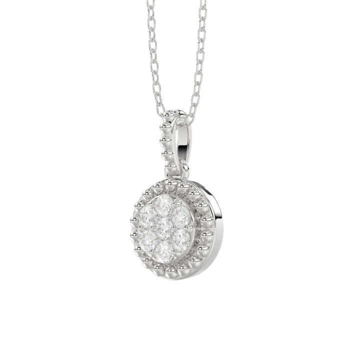 LADIES PENDANT WITH CHAIN 0.10CT ROUND DIAMOND 14K WHITE GOLD - Image 2