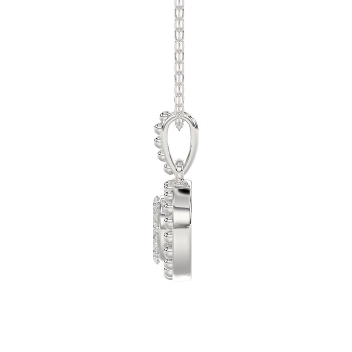 LADIES PENDANT WITH CHAIN 0.10CT ROUND DIAMOND 14K WHITE GOLD - Image 3