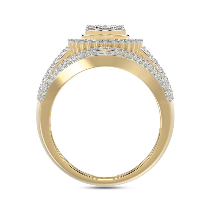 LADIES RING 1.00CT ROUND/BAGUETTE DIAMOND 10K YELLOW GOLD - Image 2