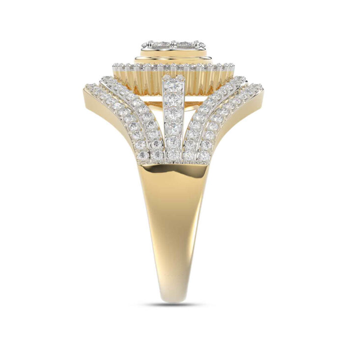 LADIES RING 1.00CT ROUND/BAGUETTE DIAMOND 10K YELLOW GOLD - Image 3