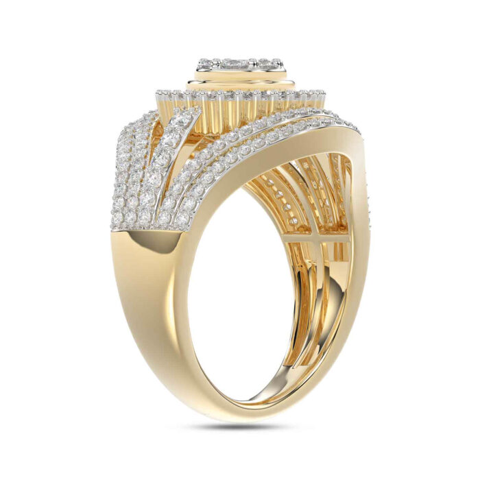 LADIES RING 1.00CT ROUND/BAGUETTE DIAMOND 10K YELLOW GOLD - Image 4