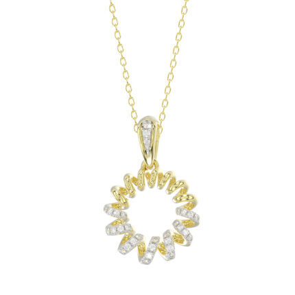 LADIES PENDANT WITH CHAIN 0.10CT ROUND DIAMOND 10K YELLOW GOLD