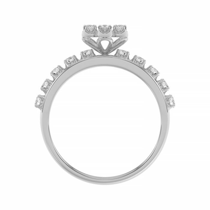 LADIES TRIO RING 1.30CT ROUND DIAMOND 10K WHITE GOLD - Image 2