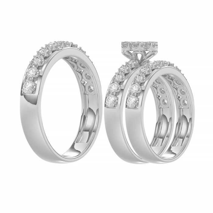 LADIES TRIO RING 1.30CT ROUND DIAMOND 10K WHITE GOLD - Image 4