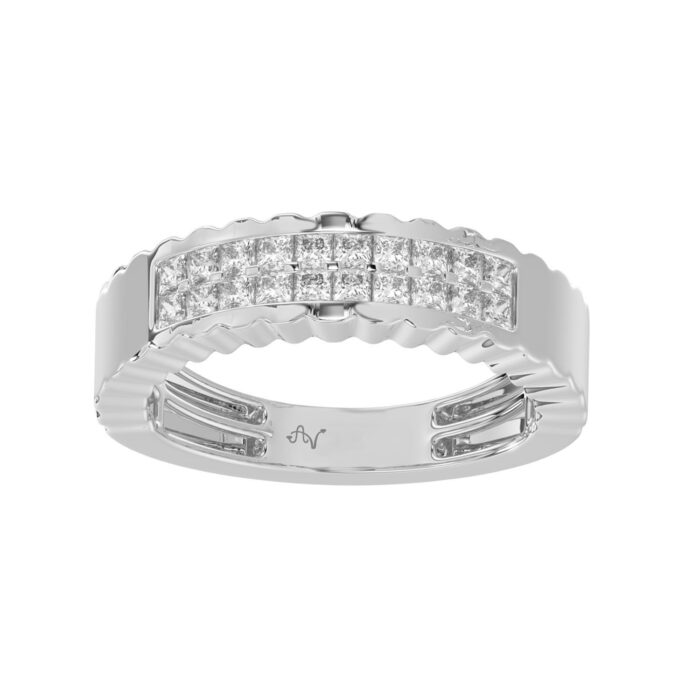 MEN'S BAND 0.50CT PRINCESS DIAMOND 14K WHITE GOLD - Image 1