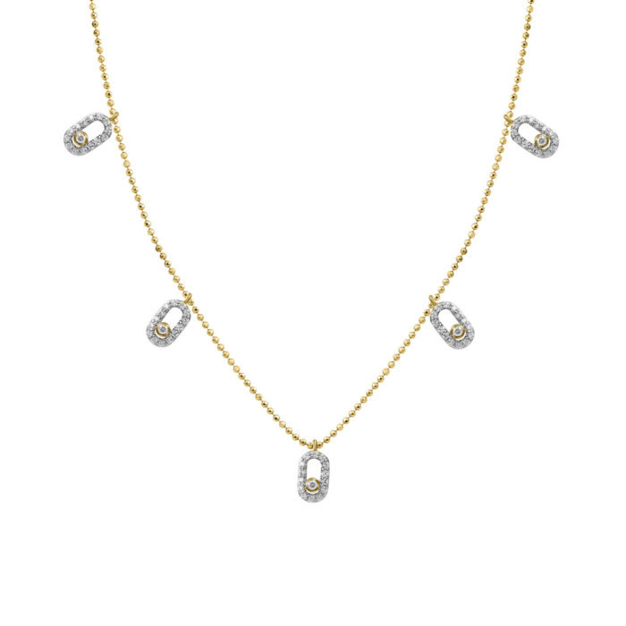 LADIES NECKLACE 0.30CT ROUND DIAMOND 14K YELLOW GOLD - Image 1