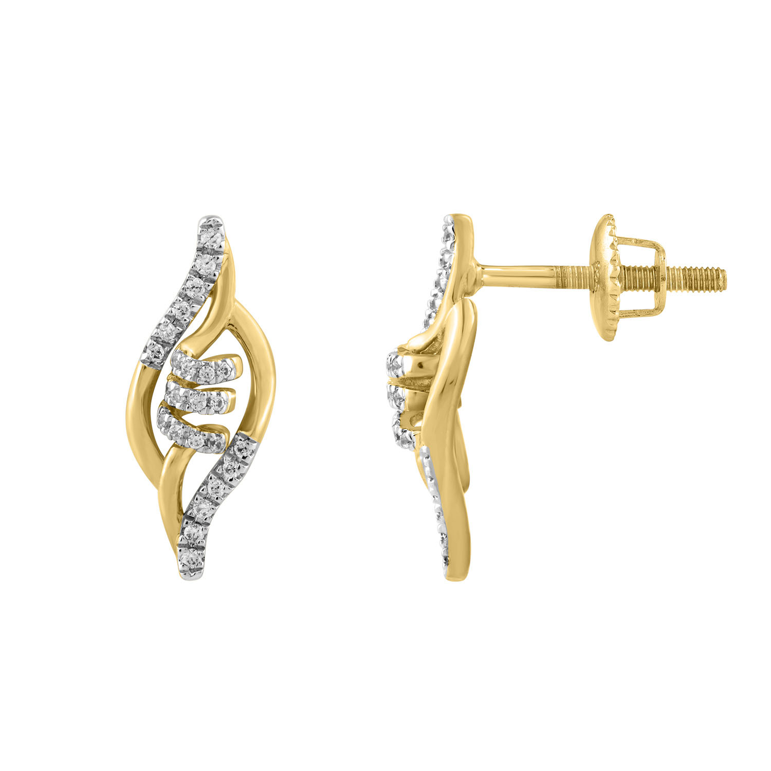 LADIES EARRINGS 0.16CT ROUND DIAMOND 10K YELLOW GOLD 1 LADIES EARRINGS 0.16CT ROUND DIAMOND 10K YELLOW GOLD - Image 1