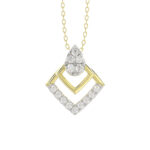 LADIES PENDANT WITH CHAIN 0.13CT ROUND DIAMOND 14K YELLOW GOLD