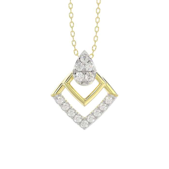 LADIES PENDANT WITH CHAIN 0.13CT ROUND DIAMOND 14K YELLOW GOLD - Image 1