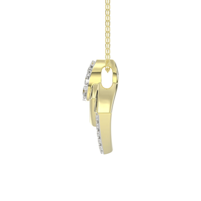 LADIES PENDANT WITH CHAIN 0.13CT ROUND DIAMOND 14K YELLOW GOLD - Image 4