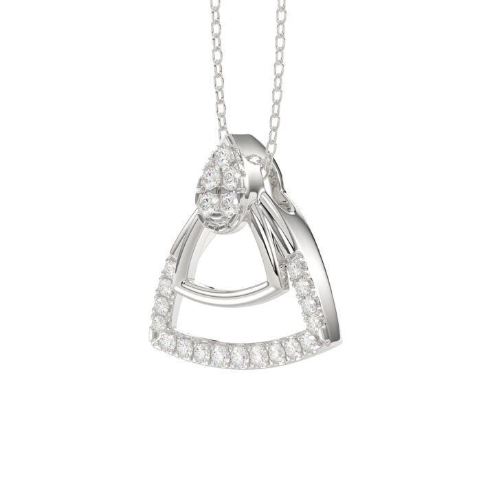 LADIES PENDANT WITH CHAIN 0.13CT ROUND DIAMOND 14K WHITE GOLD - Image 2