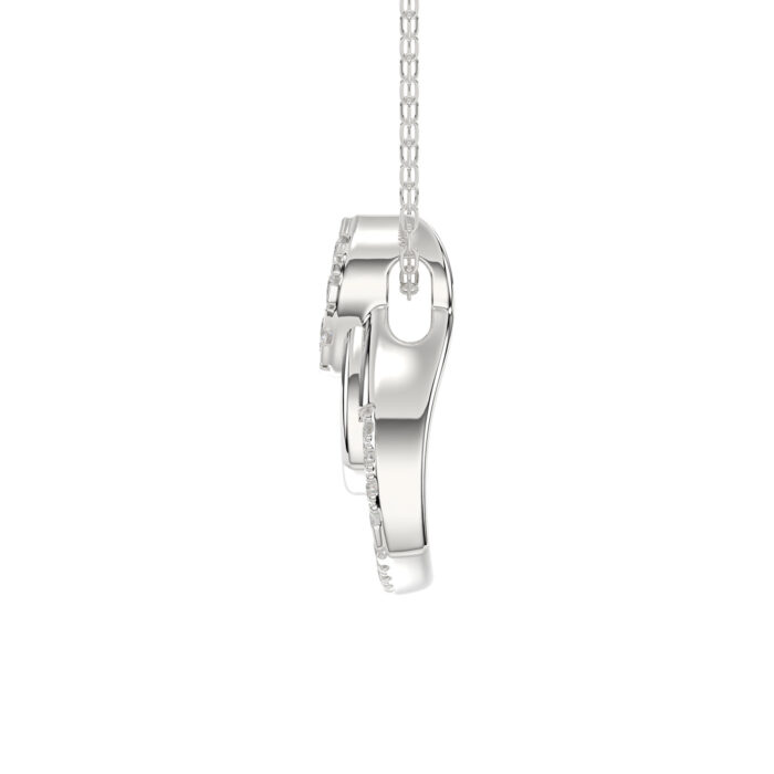 LADIES PENDANT WITH CHAIN 0.13CT ROUND DIAMOND 14K WHITE GOLD - Image 3