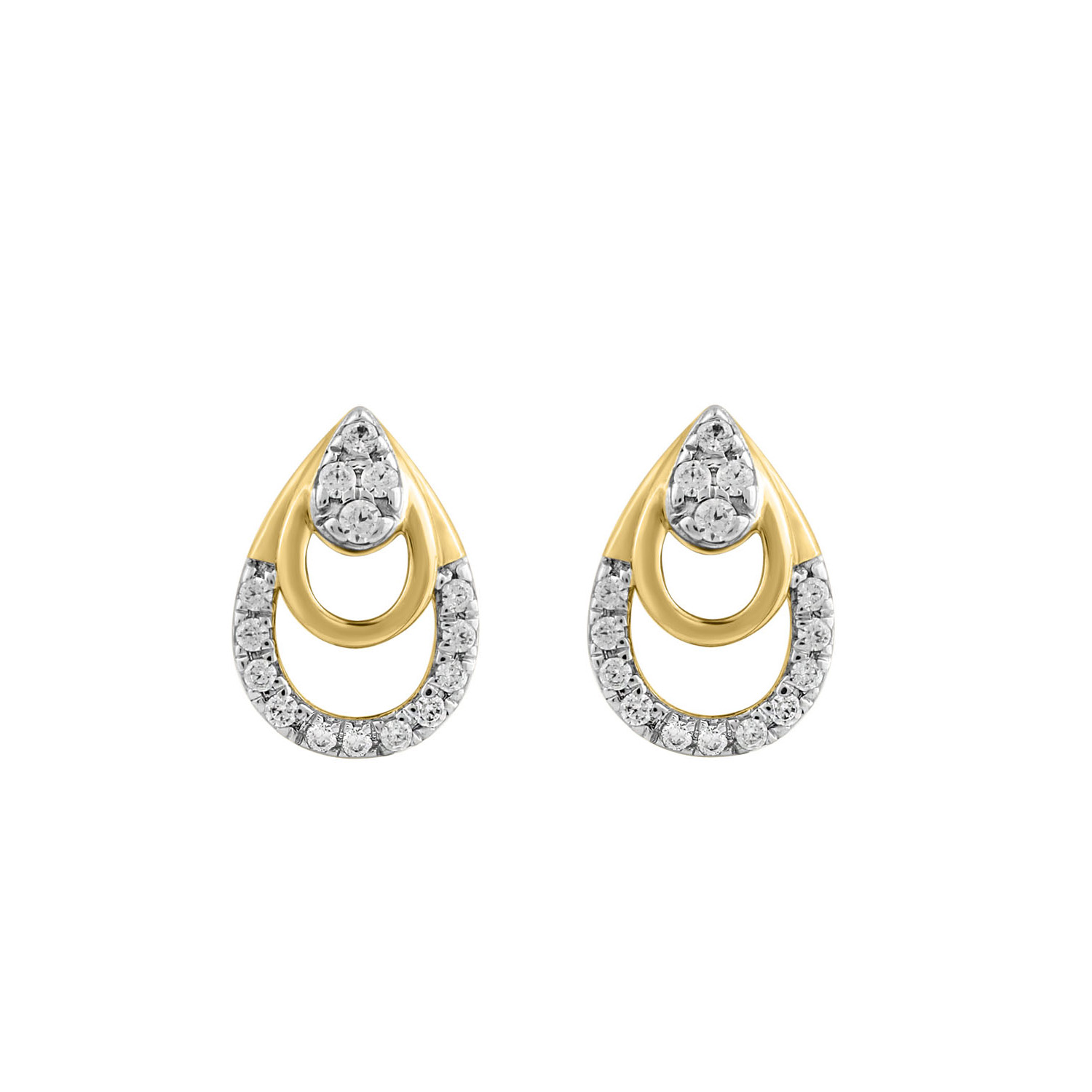 LADIES EARRINGS 0.13CT ROUND DIAMOND 14K YELLOW GOLD 1 LADIES EARRINGS 0.13CT ROUND DIAMOND 14K YELLOW GOLD - Image 1