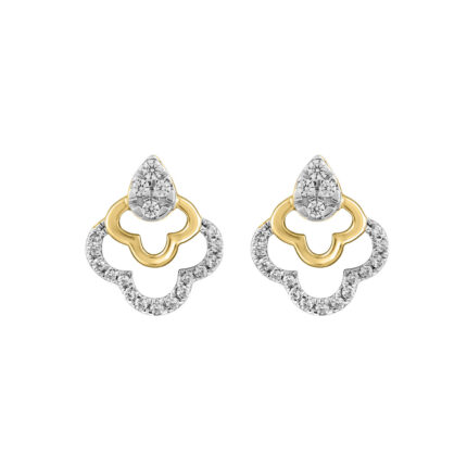 LADIES EARRINGS 0.13CT ROUND DIAMOND 14K YELLOW GOLD