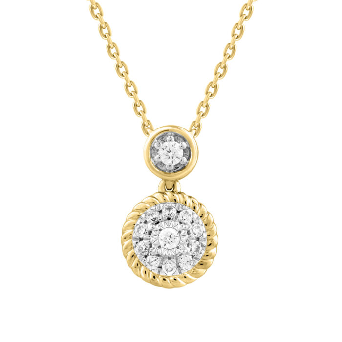 LADIES NECKLACE 0.13CT ROUND DIAMOND 14K YELLOW GOLD - Image 1