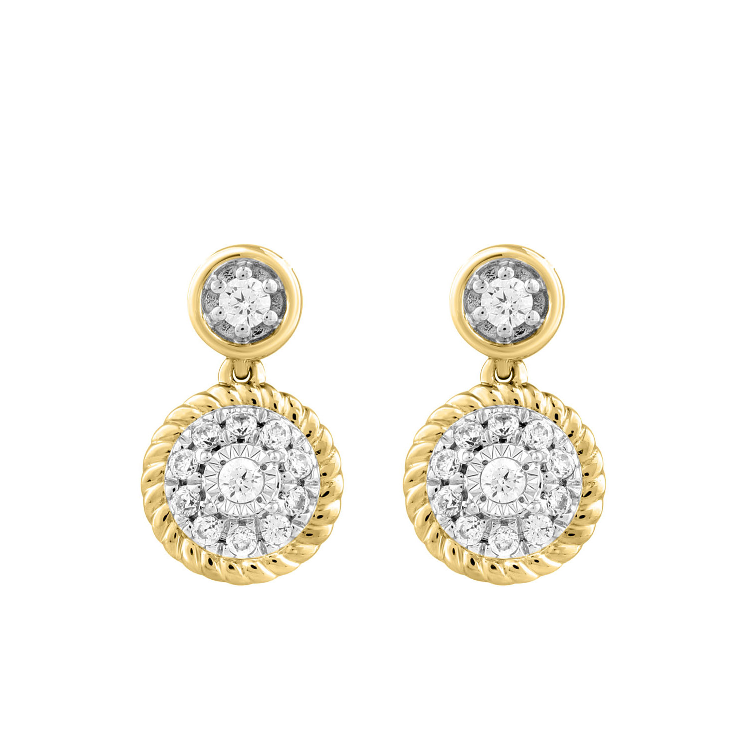 LADIES EARRINGS 0.13CT ROUND DIAMOND 14K YELLOW GOLD 1 LADIES EARRINGS 0.13CT ROUND DIAMOND 14K YELLOW GOLD - Image 1