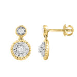 LADIES EARRINGS 0.13CT ROUND DIAMOND 14K YELLOW GOLD - Image 2