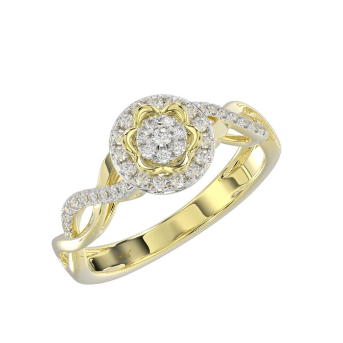 LADIES RING 0.25CT ROUND DIAMOND 10K YELLOW GOLD - Image 1