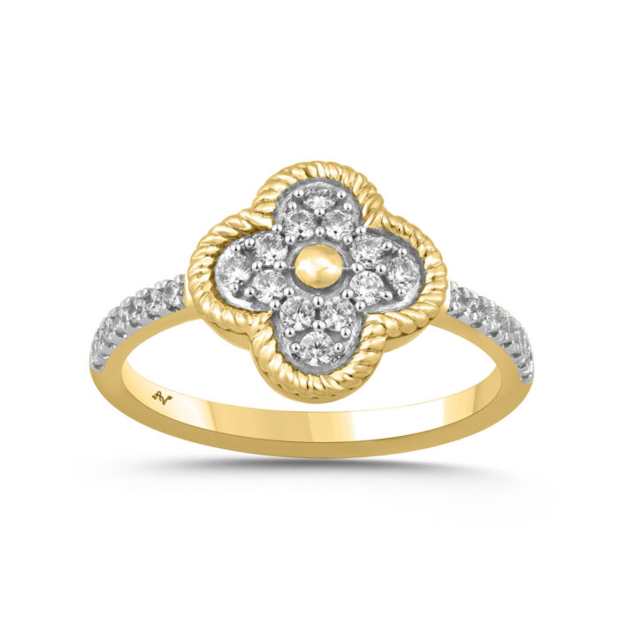 LADIES RING 0.13CT ROUND DIAMOND 10K YELLOW GOLD - Image 1