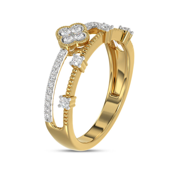 LADIES RING 0.20CT ROUND DIAMOND 14K YELLOW GOLD - Image 3