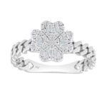 LADIES RING 0.25CT ROUND/BAGUETTE DIAMOND 14K WHITE GOLD