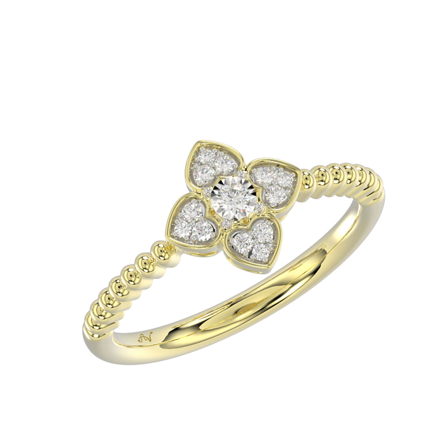 LADIES RING 0.10CT ROUND DIAMOND 10K YELLOW GOLD - Image 1