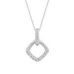 LADIES PENDANT WITH CHAIN 0.13CT ROUND DIAMOND 10K WHITE GOLD