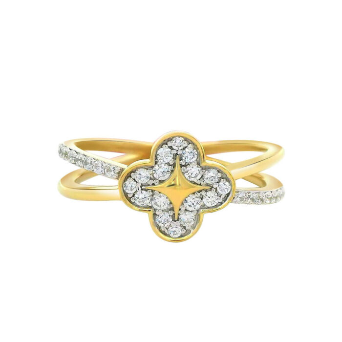 LADIES RING 0.25CT ROUND DIAMOND 10K YELLOW GOLD - Image 1