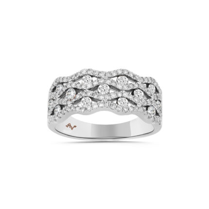 LADIES BAND 1.00CT ROUND DIAMOND 14K WHITE GOLD