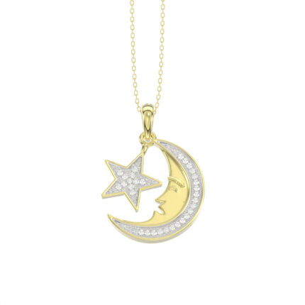 LADIES PENDANT WITH CHAIN 0.10CT ROUND DIAMOND 10K YELLOW GOLD