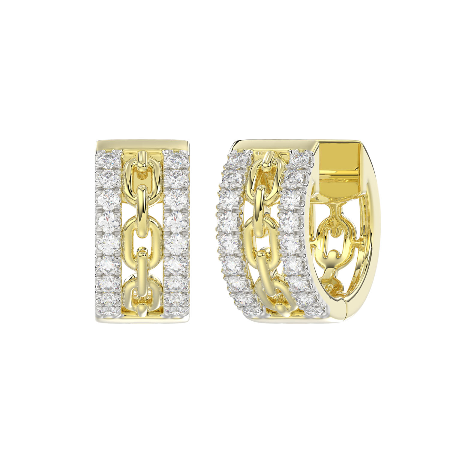 LADIES HOOP EARRINGS 0.25CT ROUND DIAMOND 10K YELLOW GOLD 1 LADIES HOOP EARRINGS 0.25CT ROUND DIAMOND 10K YELLOW GOLD - Image 1