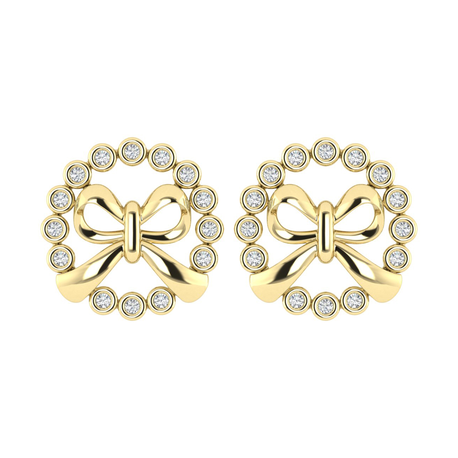 LADIES EARRINGS 0.25CT ROUND DIAMOND 10K YELLOW GOLD 1 LADIES EARRINGS 0.25CT ROUND DIAMOND 10K YELLOW GOLD - Image 1