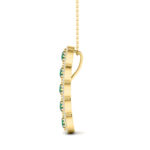 LADIES PENDANT WITH CHAIN 1.80CT ROUND/GREEN EMERALD ROUND DIAMOND 14K YELLOW GOLD - Image 2