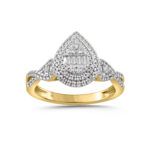 LADIES RING 0.33CT ROUND/BAGUETTE DIAMOND 10K YELLOW GOLD